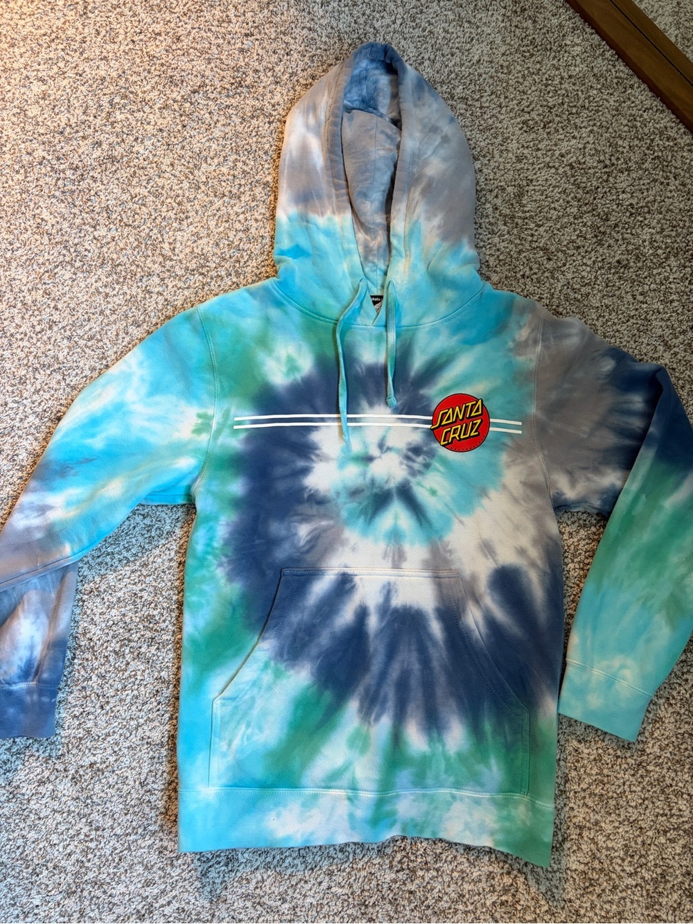Santa Cruz Skateboards Tie-Dye Hoodie - Blue & Green - Womens Small
